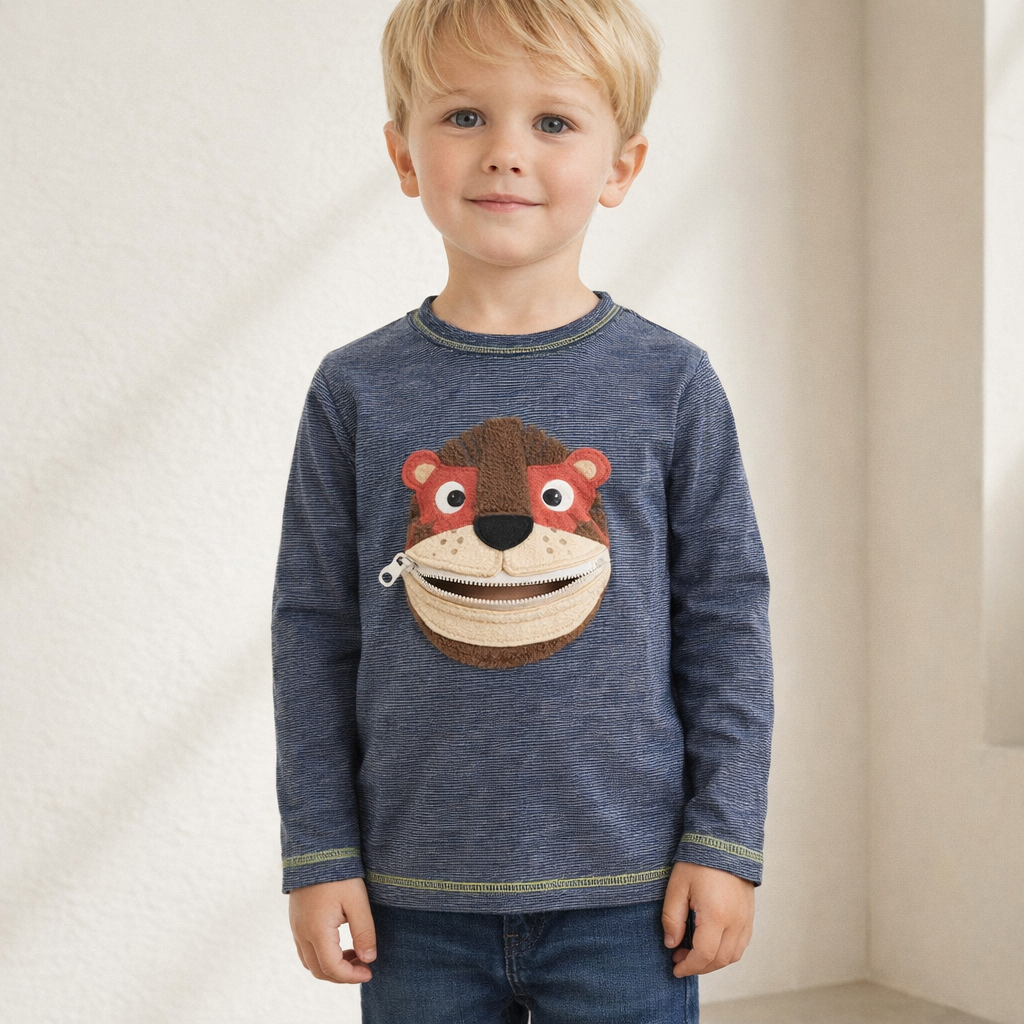 AI image for Tiger Zip Mouth Long Sleeved Top