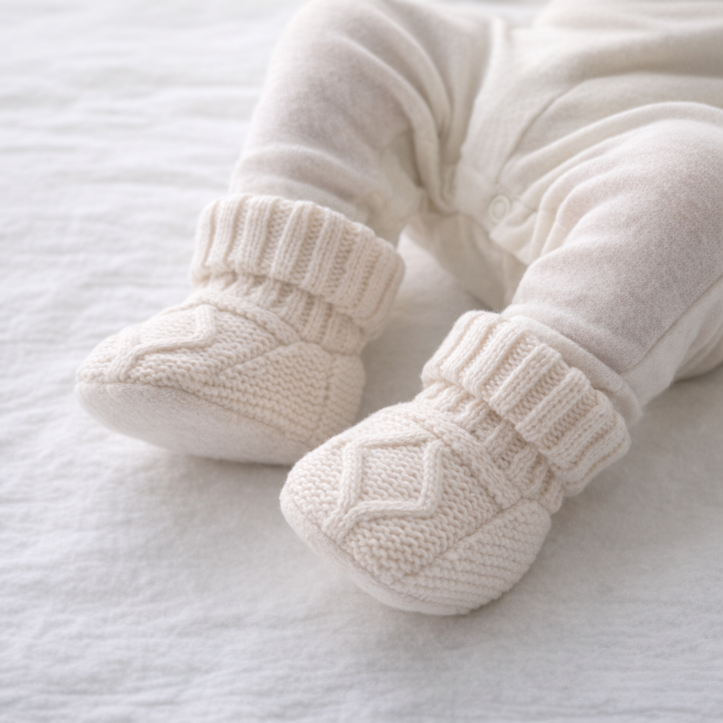 AI image for Cable Knit Fleece Lined Pram Shoes