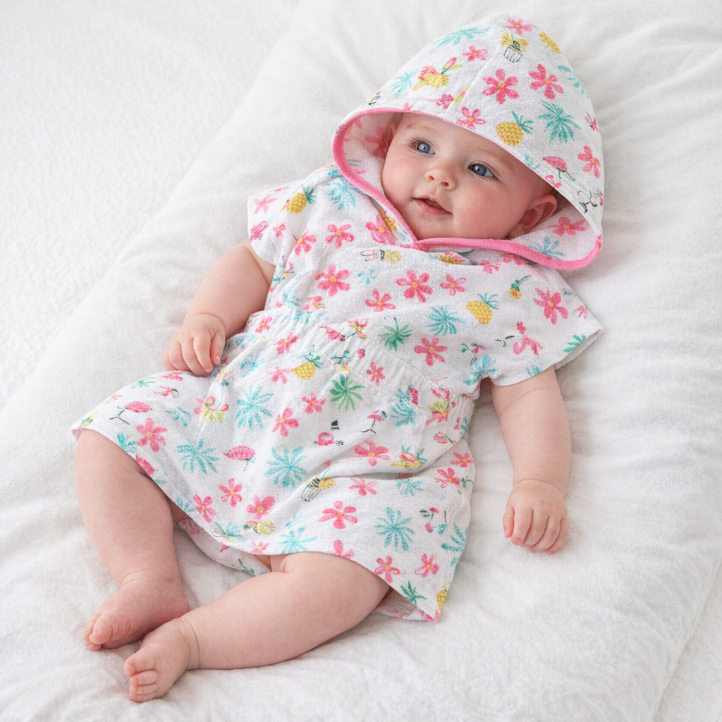 AI image for Towelling Tropical Hooded Robe