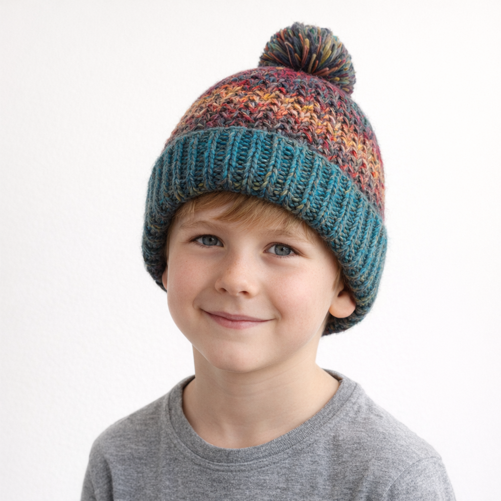 AI image for Multi Knitted Bobble Hat