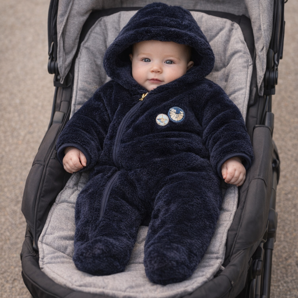 AI image for Navy Fluffy Pram Suit