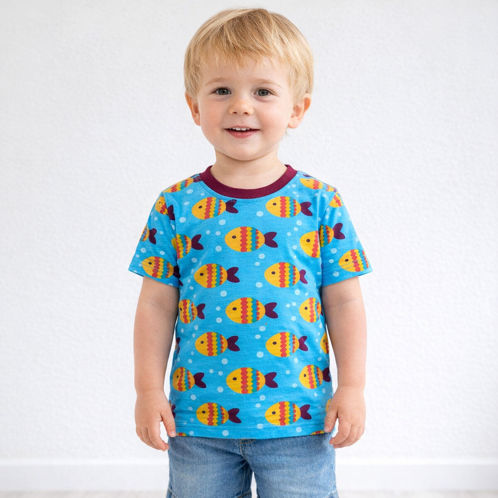 AI image for Rainbow Fish Blue Kids T-Shirt