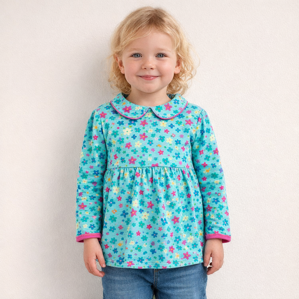 AI image for Floral Collared Top Organic Cotton