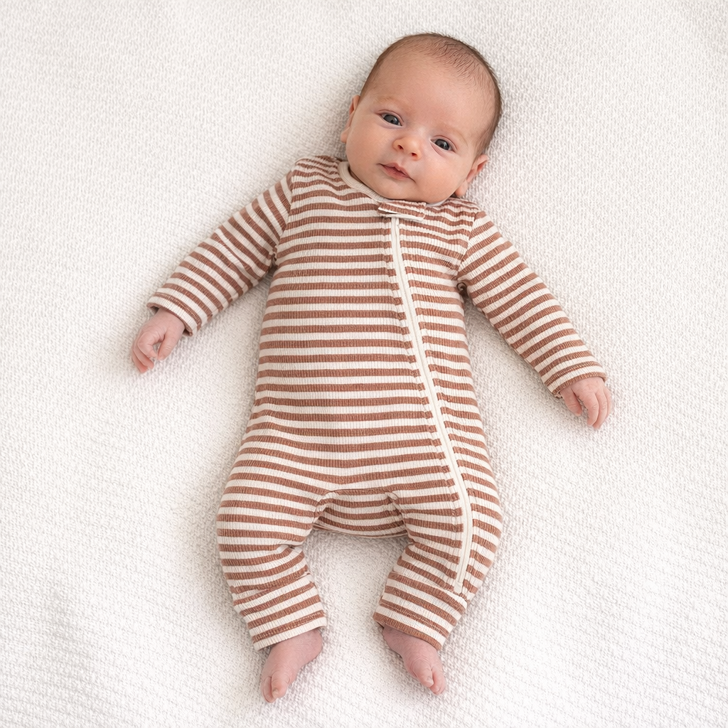 AI image for Striped Ribbed Romper