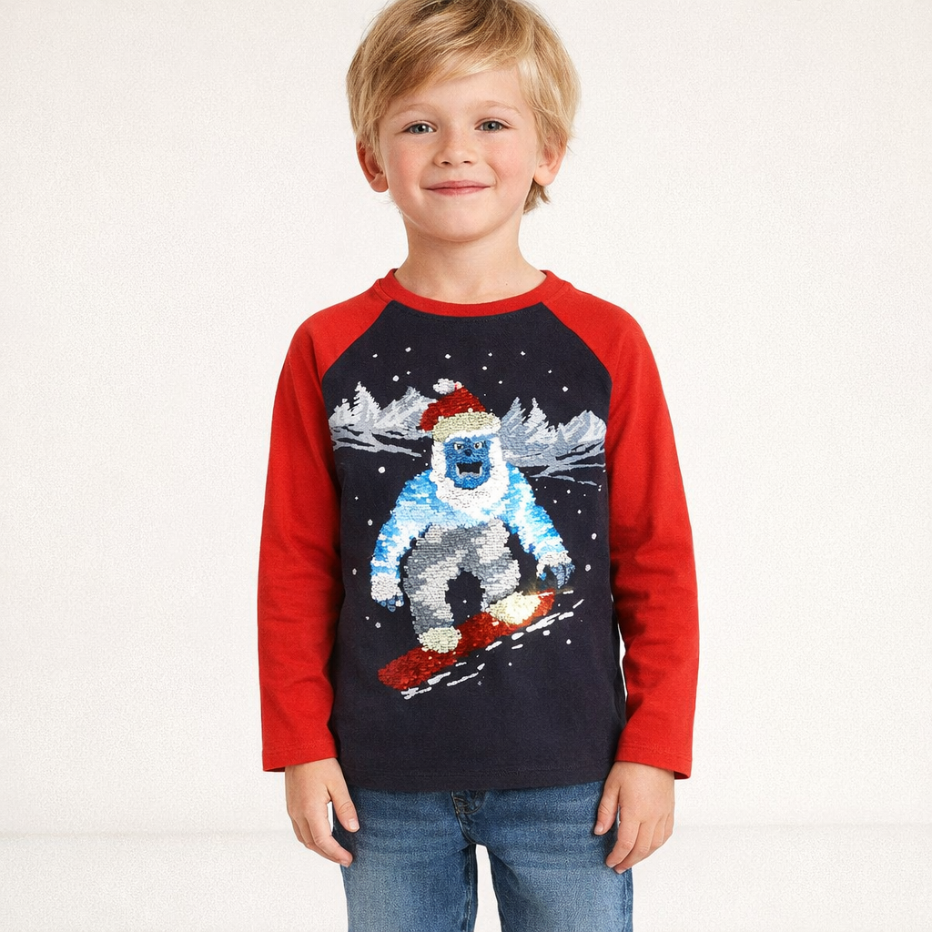 AI image for Sequin Snowboarding Yeti Long Sleeved Top