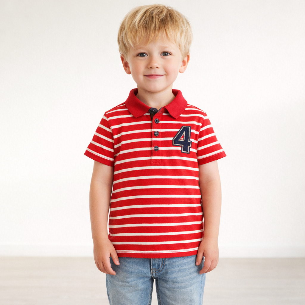 AI image for Red Stripe Polo Tee