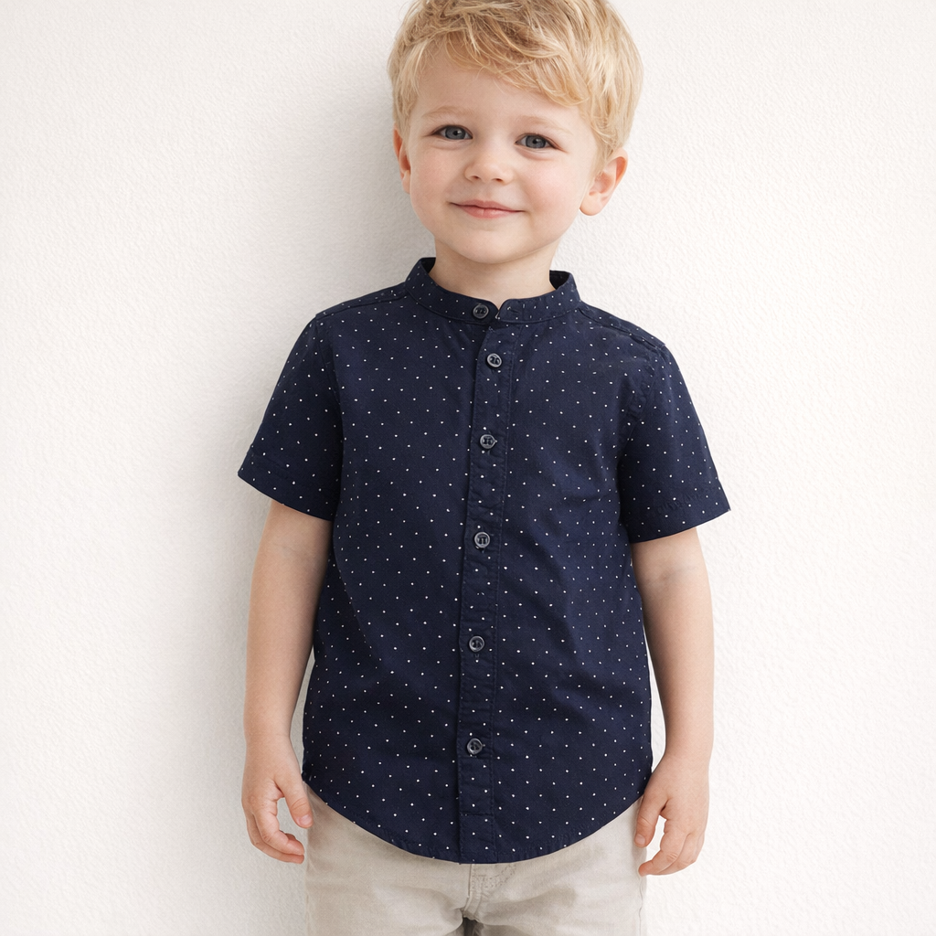 AI image for Polka Dot Cotton Grandad Shirt