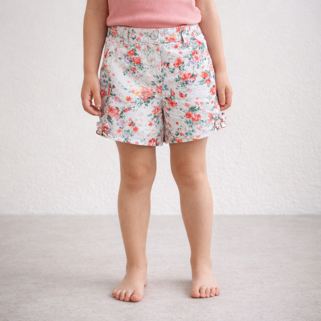 AI image for Cotton/Linen Mix Floral Shorts