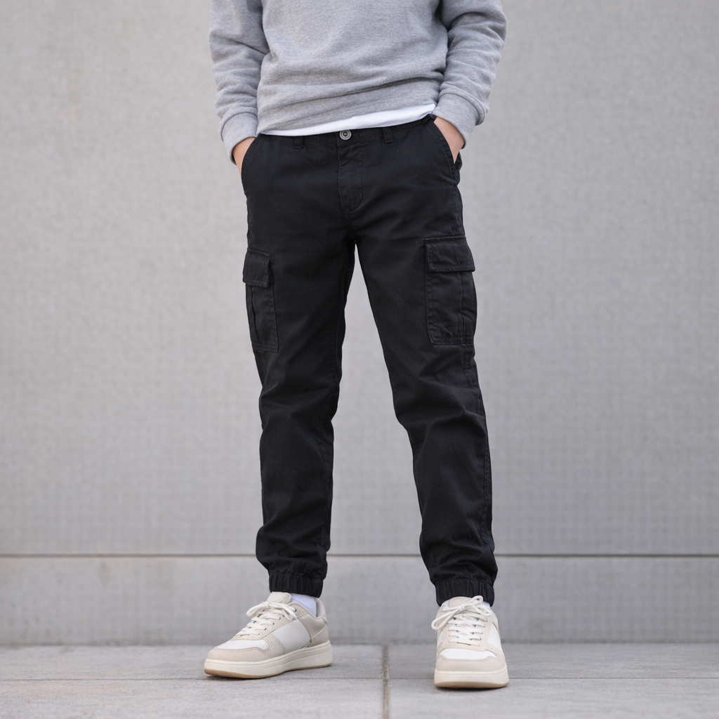 AI image for Black Cuffed Cargos