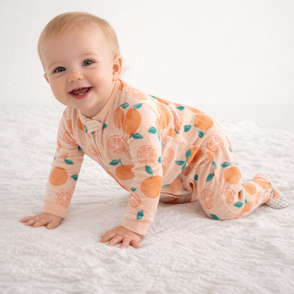 AI image for Orange 2 Way Zip Sleepsuit
