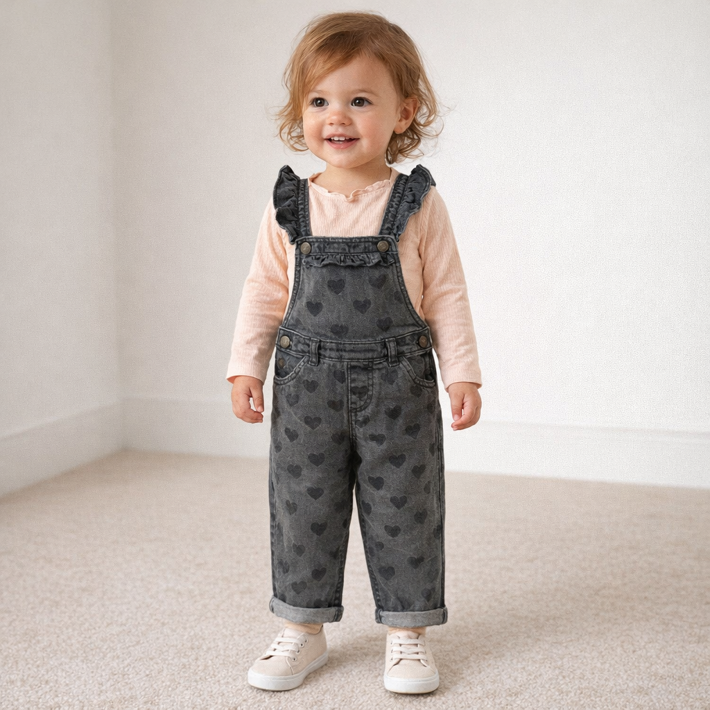AI image for Heart Dungarees with Bodysuit