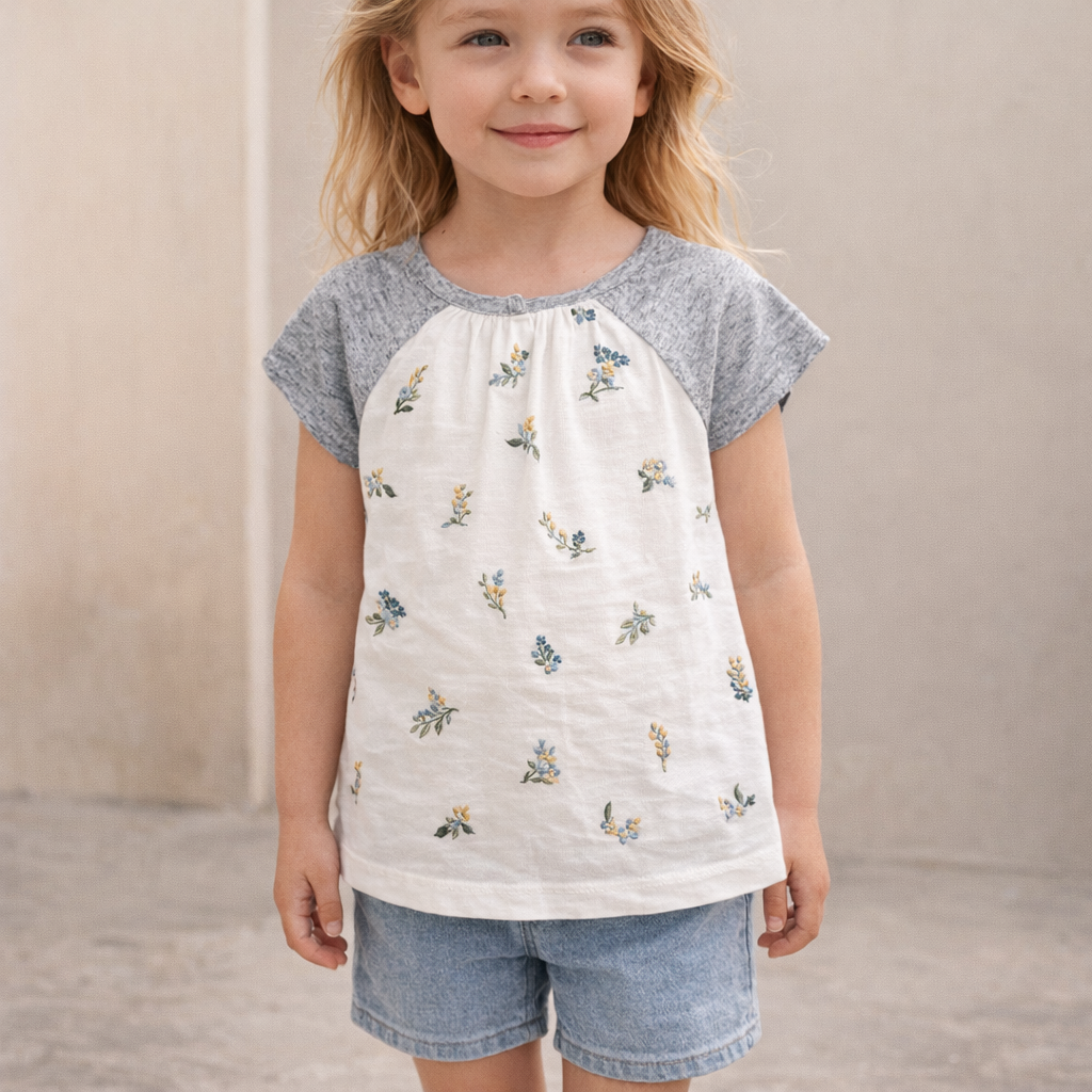 AI image for Floral Embroidered Tee