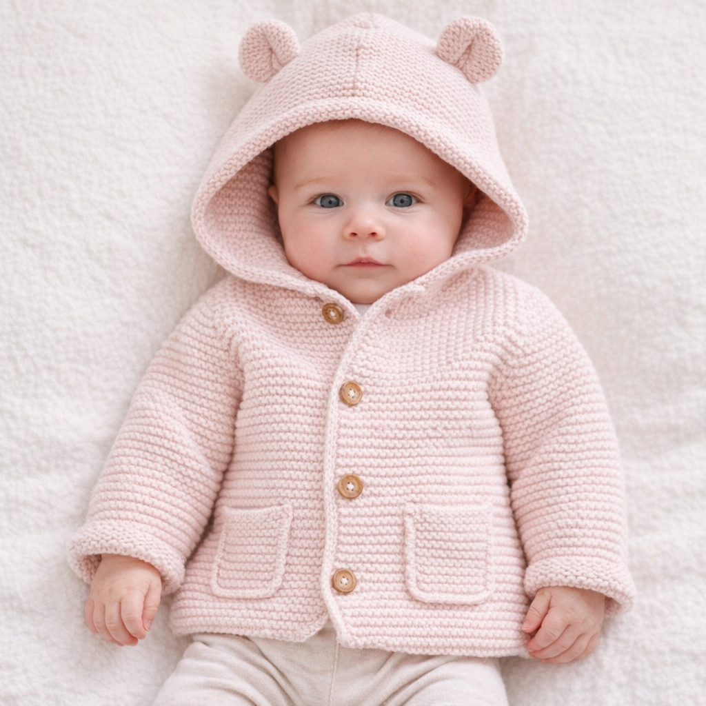 AI image for Pink Knitted Bear Cardi