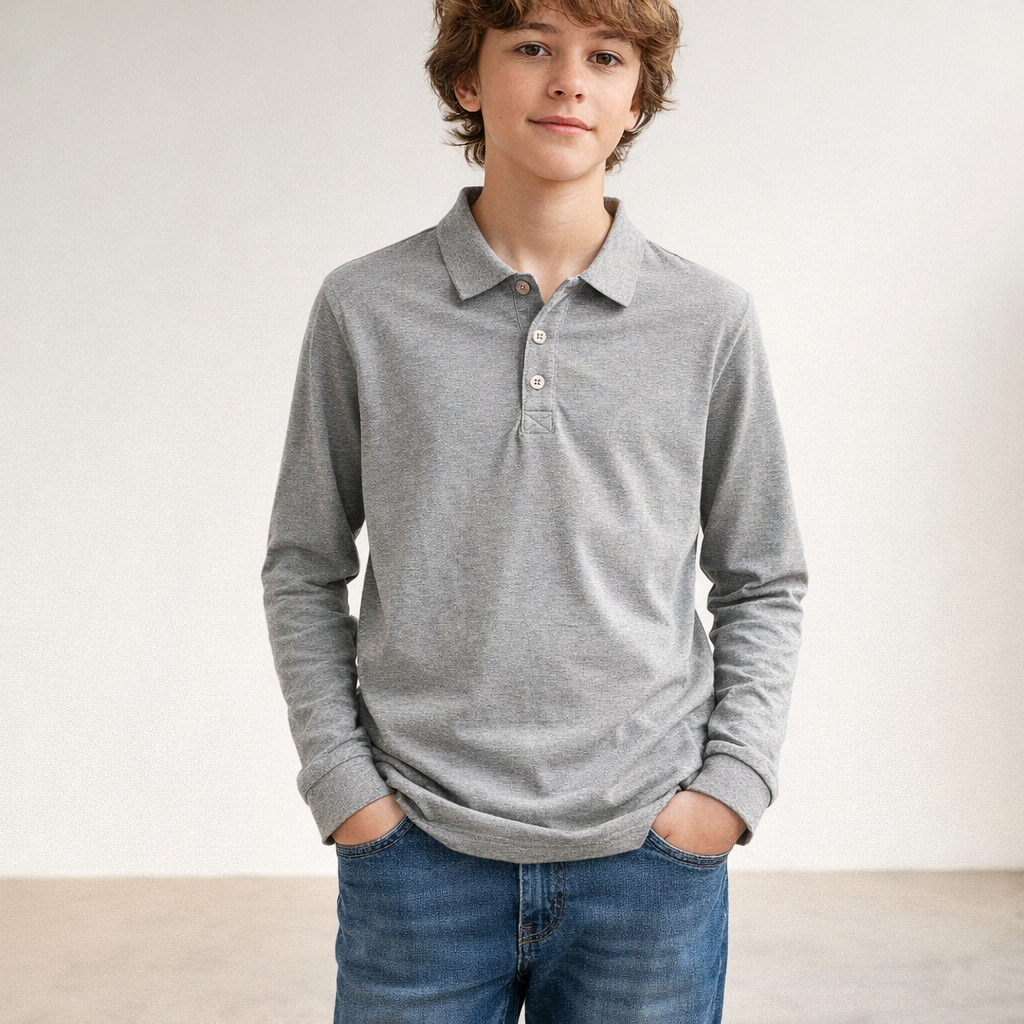 AI image for Grey Long Sleeved Polo