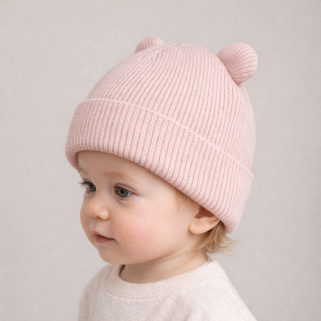 AI image for Bear Pink Beanie Hat