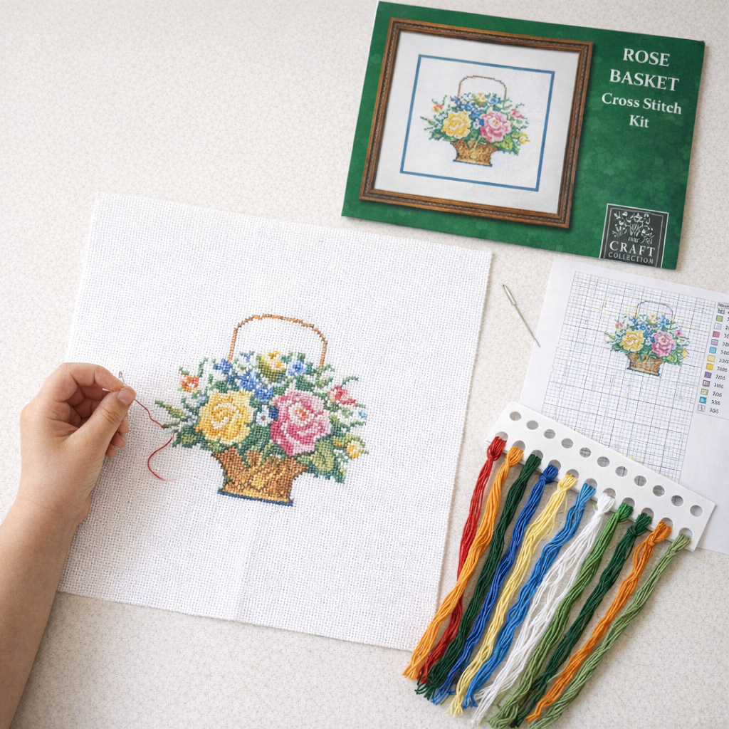 AI image for Rose Basket Cross Stitch Kit