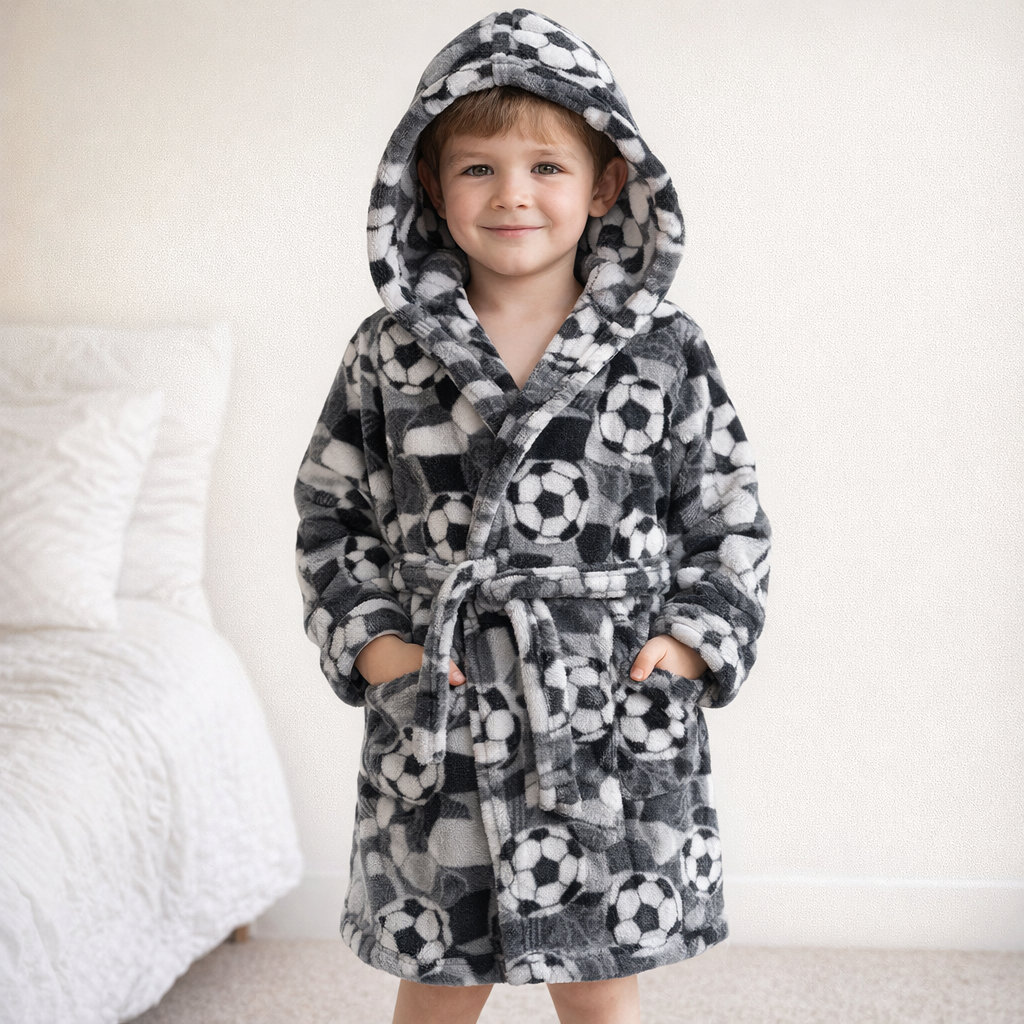 AI image for Hooded Football Fleece Dressing Gown