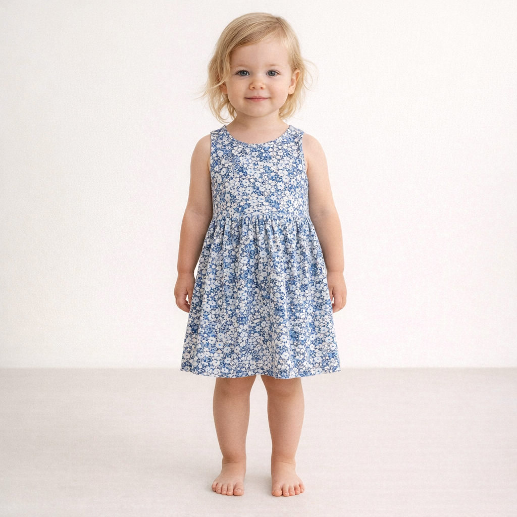 AI image for Blue Patterned Cotton Dress