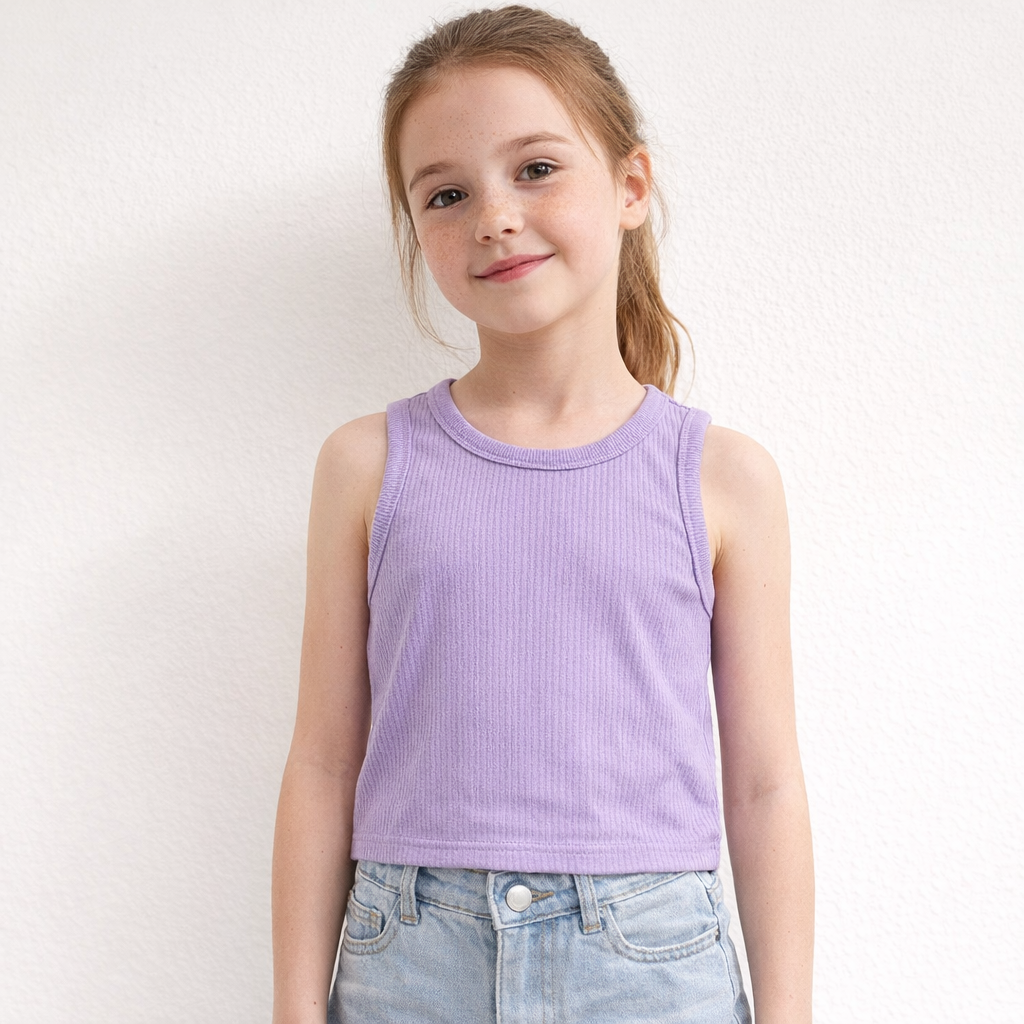 AI image for Purple Ribbed Cropped Vest Top