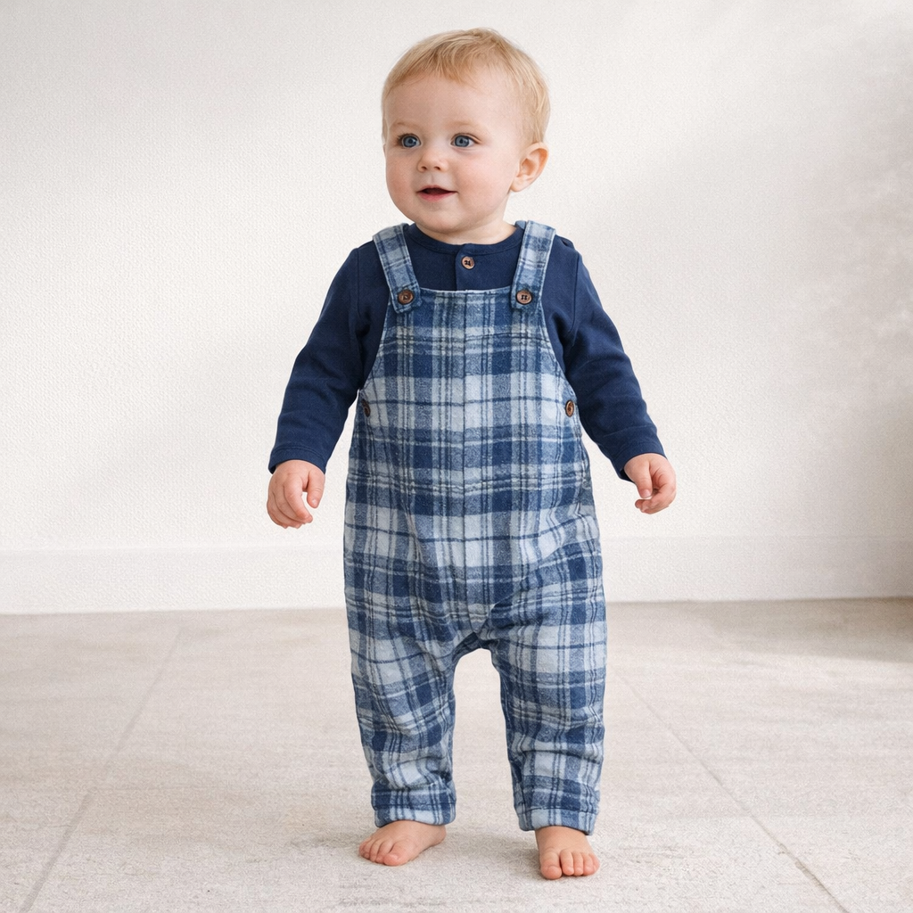 AI image for Check Brushed Cotton Dungarees
