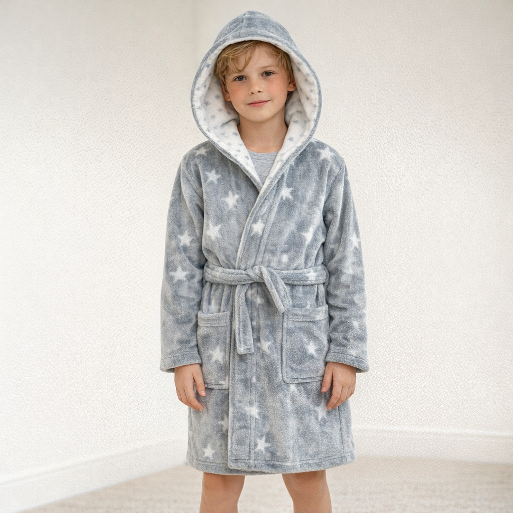 AI image for Grey Hooded Star Dressing Gown