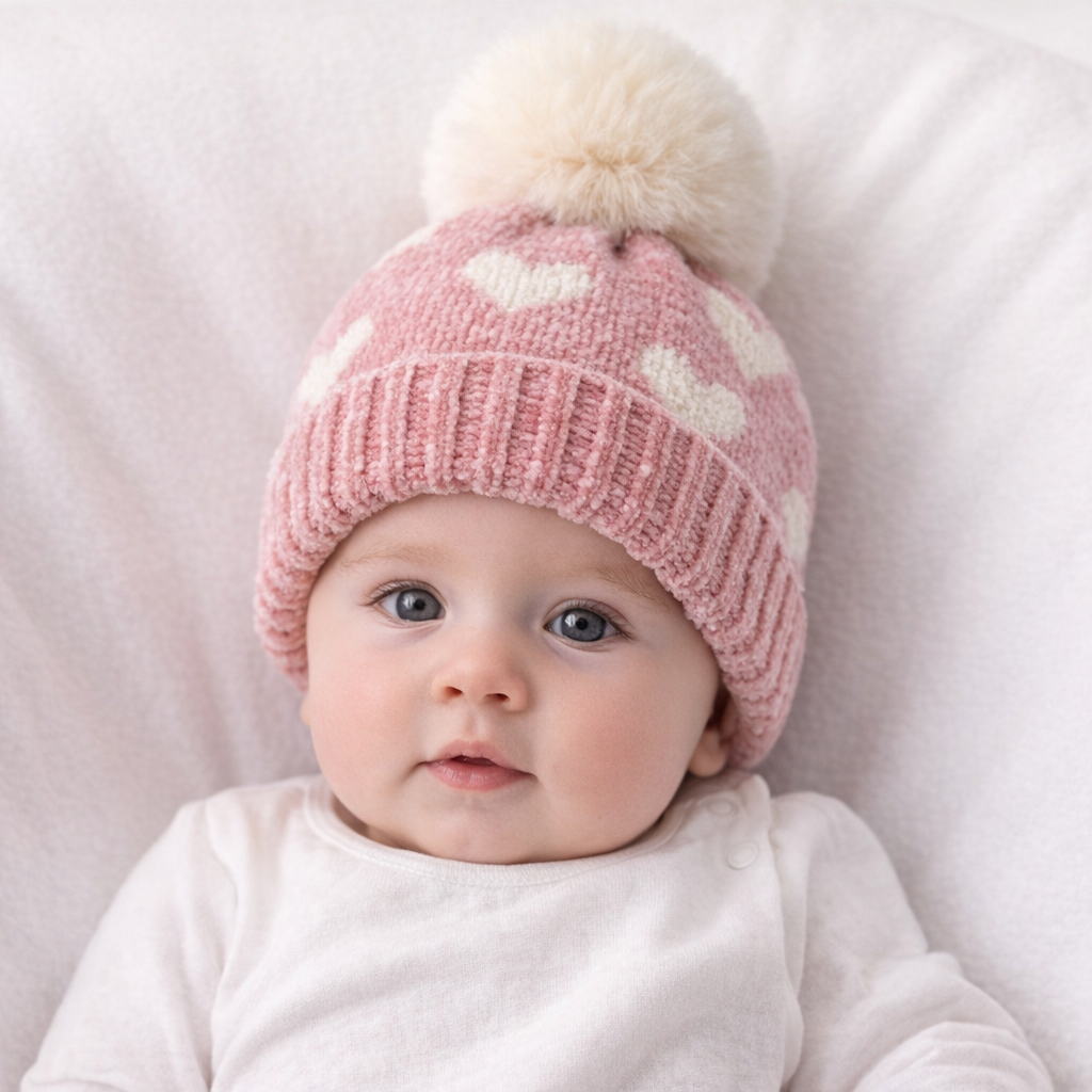 AI image for Chenille Heart Bobble Hat