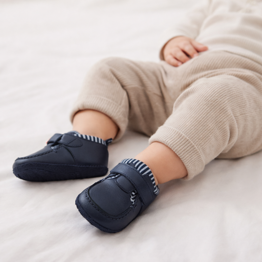 AI image for Leather Navy Pram Shoes