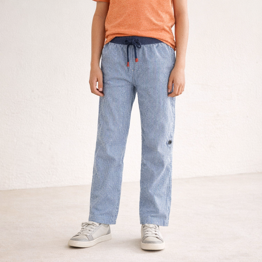 AI image for Stripe Cotton Trousers-3/4