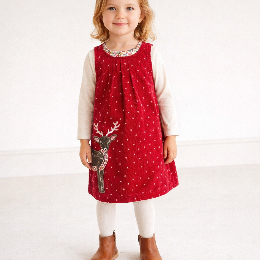 AI image for Reindeer Applique Pinafore Dress