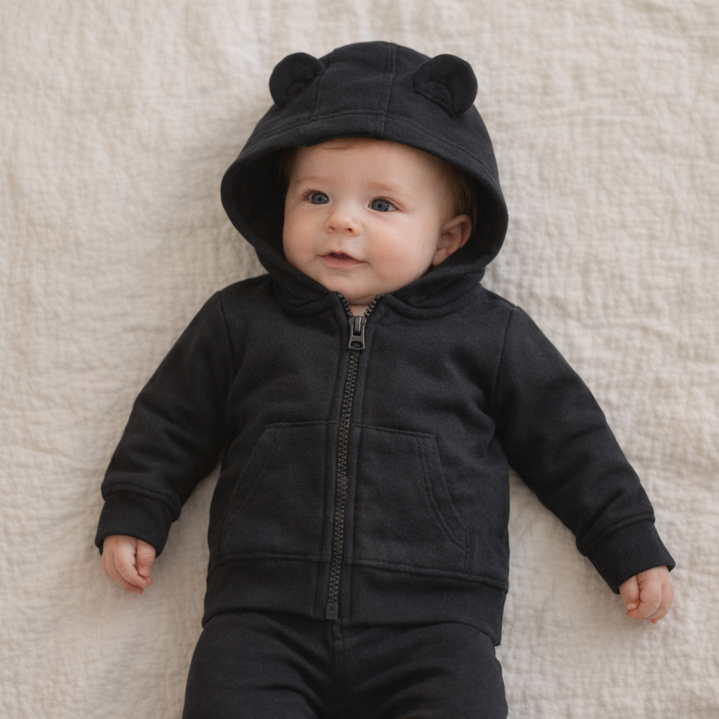 AI image for Black Hooded Zip Up