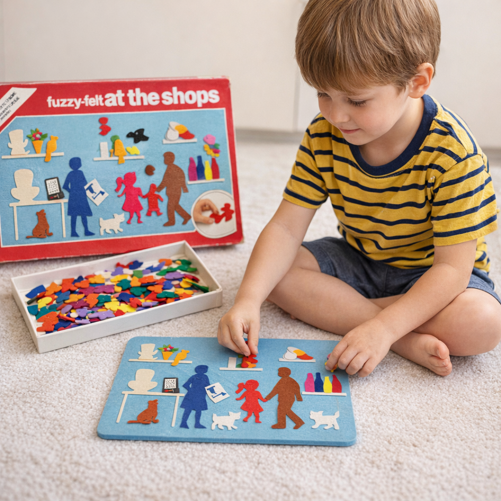 AI image for 1980's Fuzzy Felts At the Shops