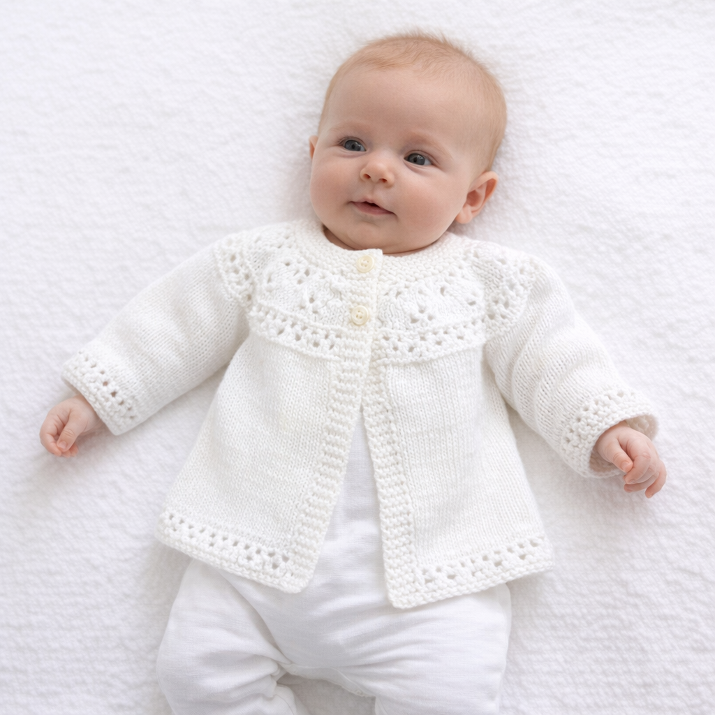 AI image for White Matinee Cardi