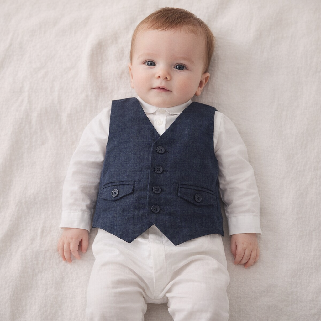 AI image for Linen Blue Waist Coat