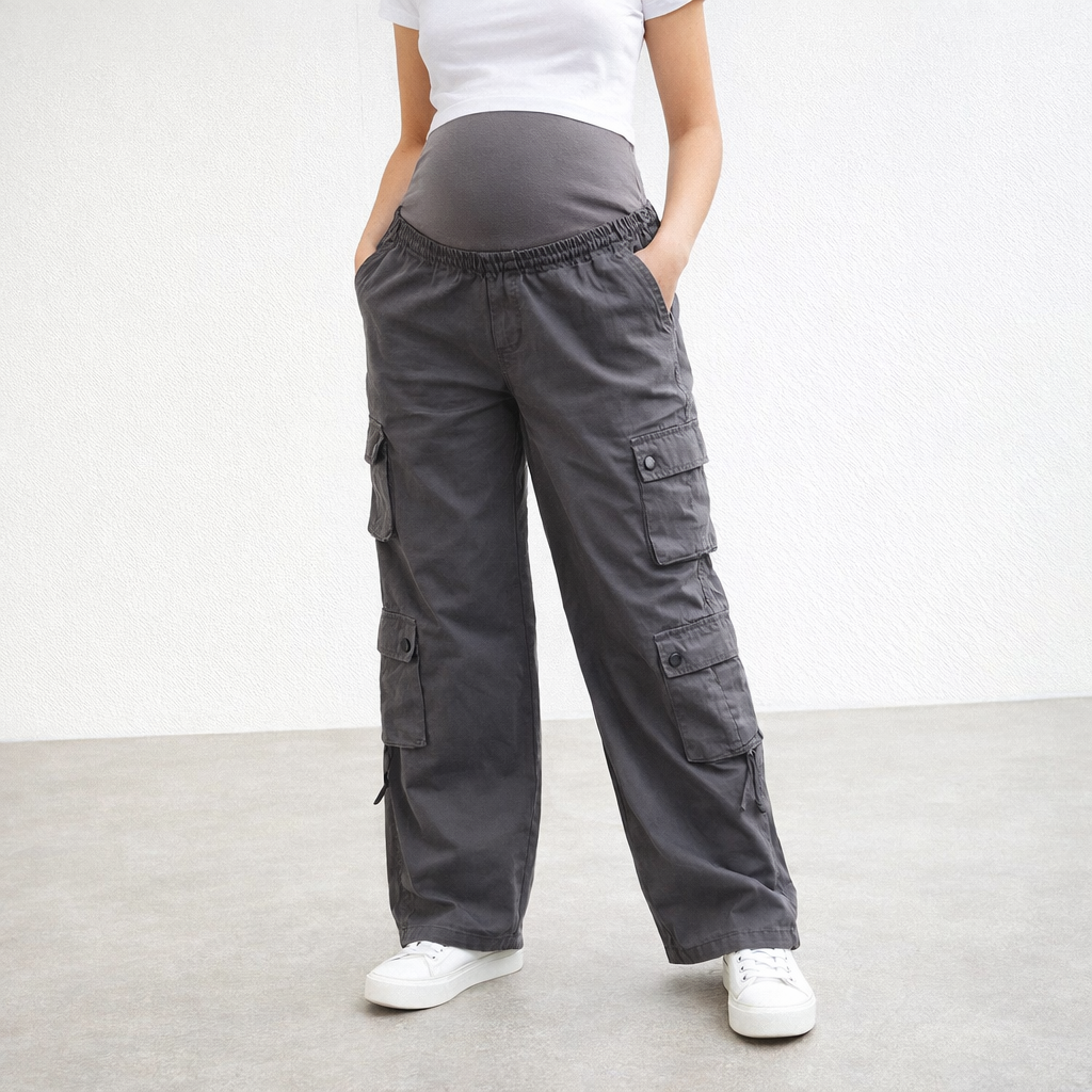 AI image for Grey Cargo Maternity Trousers