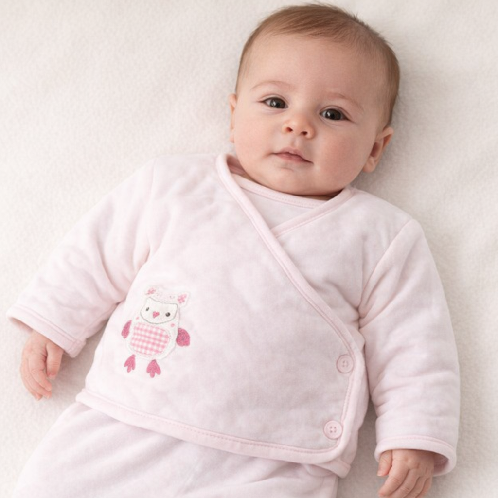 AI image for Pink Owl Wraparound Padded Cardi
