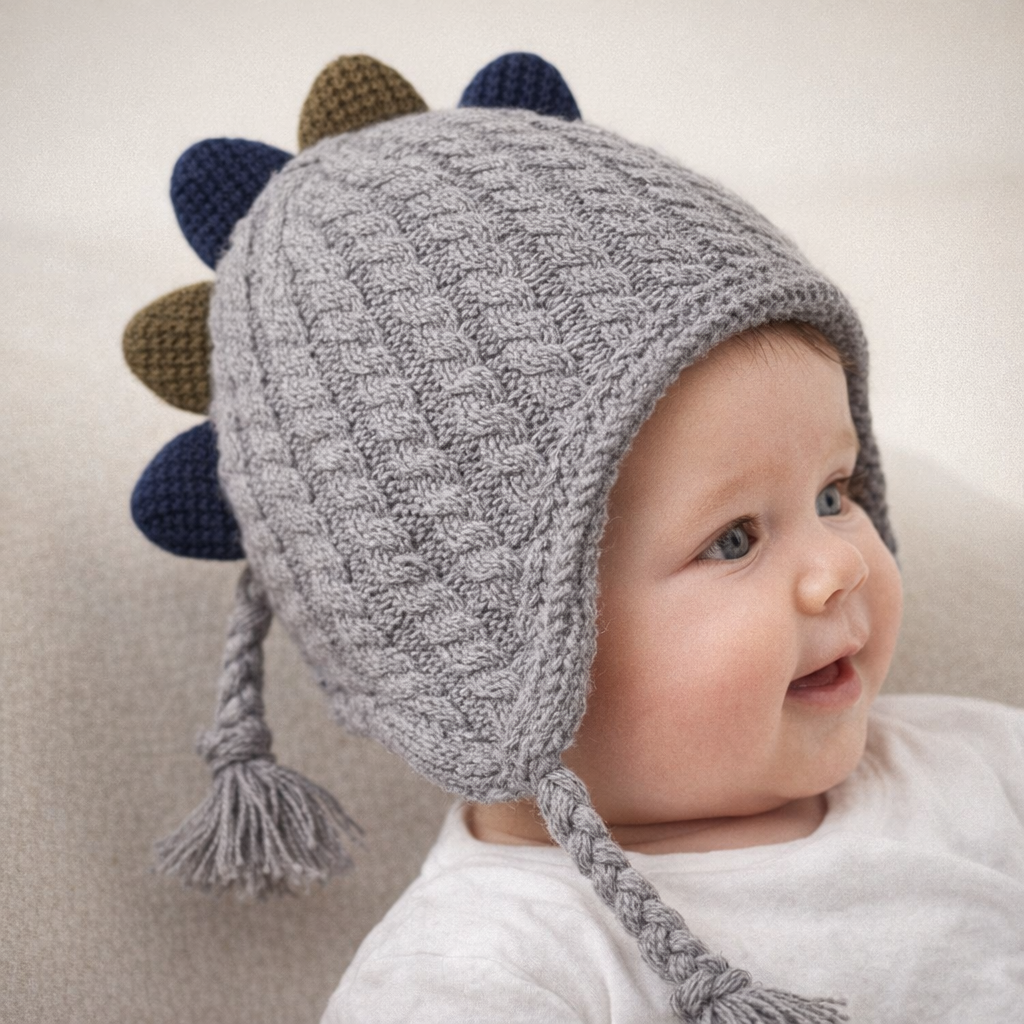 AI image for Dinosaur Knitted Hat
