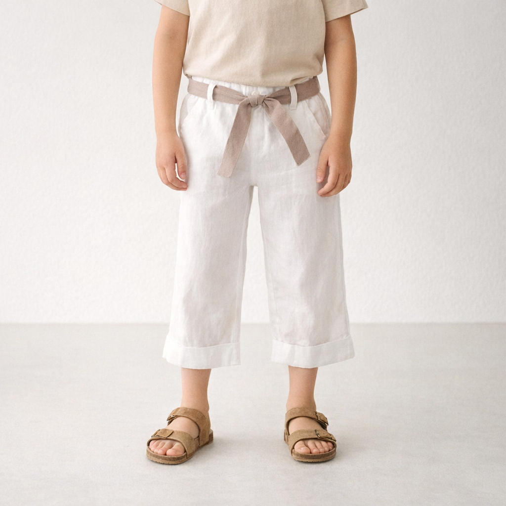 AI image for Linen Trousers 3/4 Length