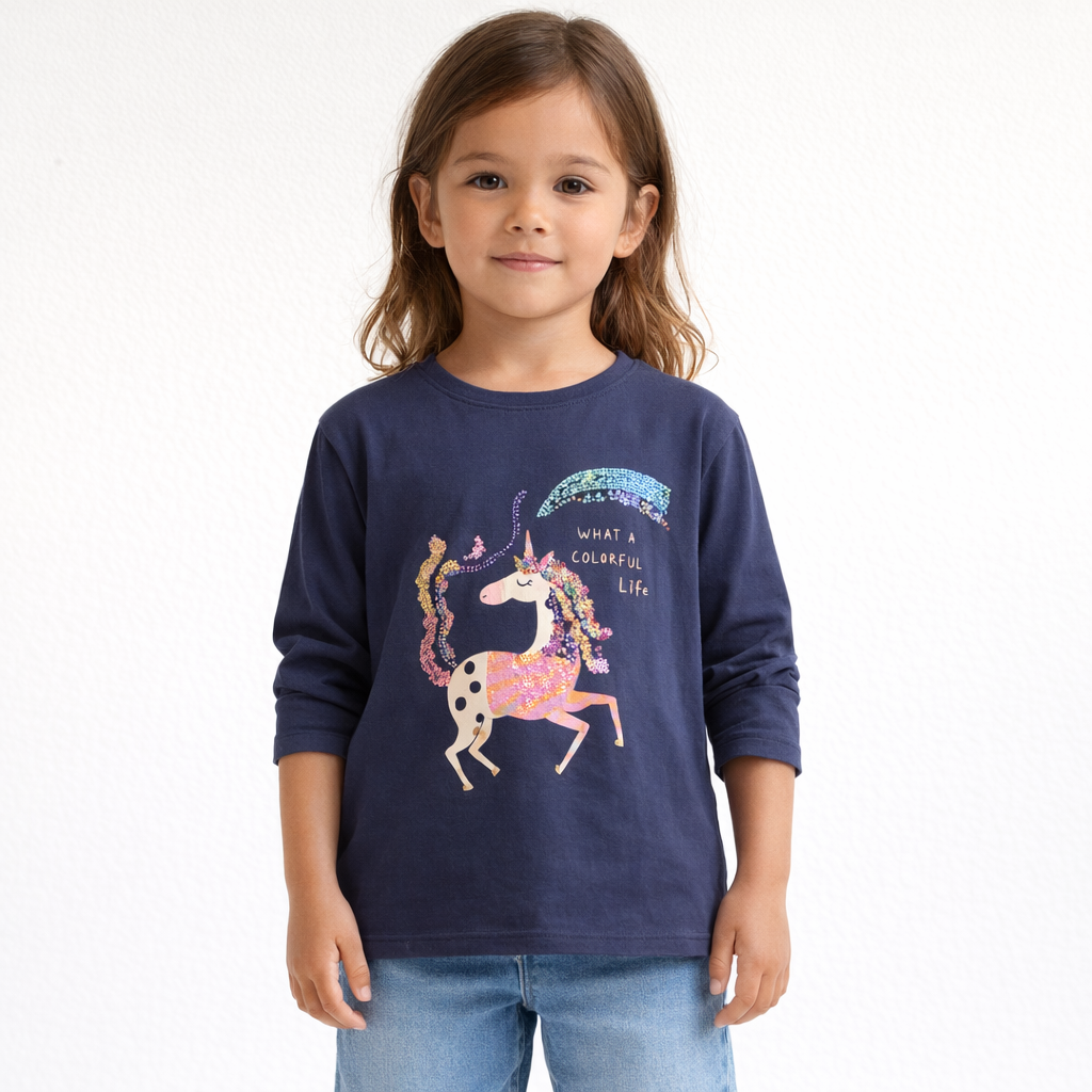 AI image for Unicorn Sequin Long Sleeved Top