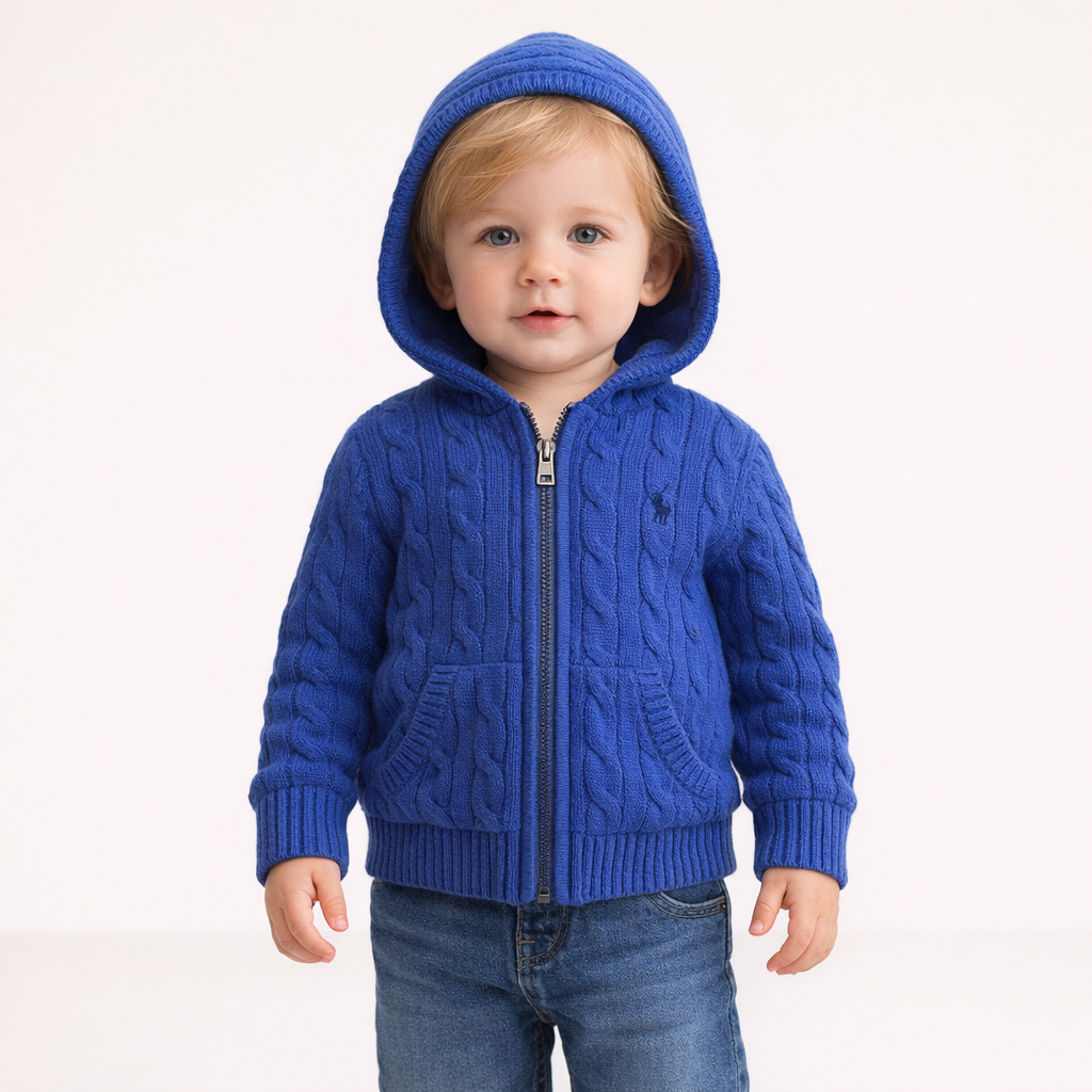 AI image for Cable Cotton Hooded Full Zip Jumper