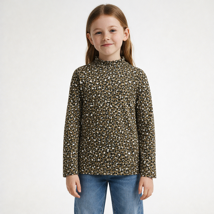 AI image for Khaki Leopard Long Sleeved Top
