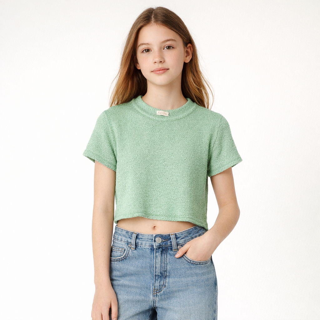 AI image for Green Textured Cropped Tee