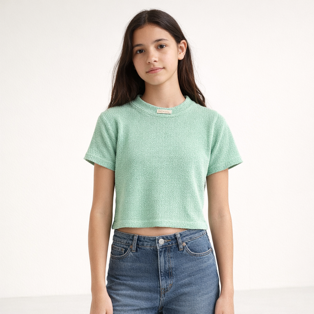 AI image for Green Textured Cropped Tee