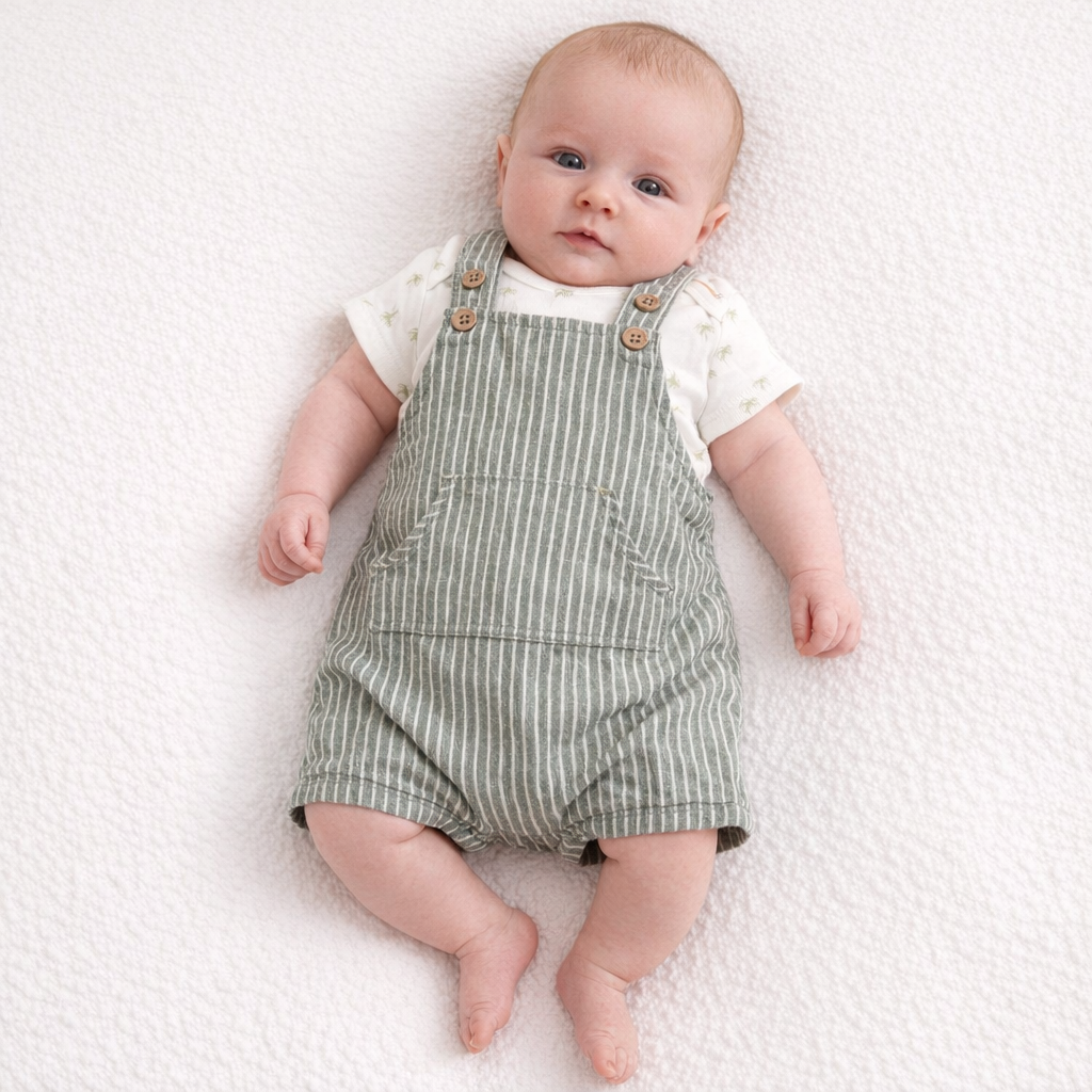 AI image for Linen Mix Palm Shortie Dungarees