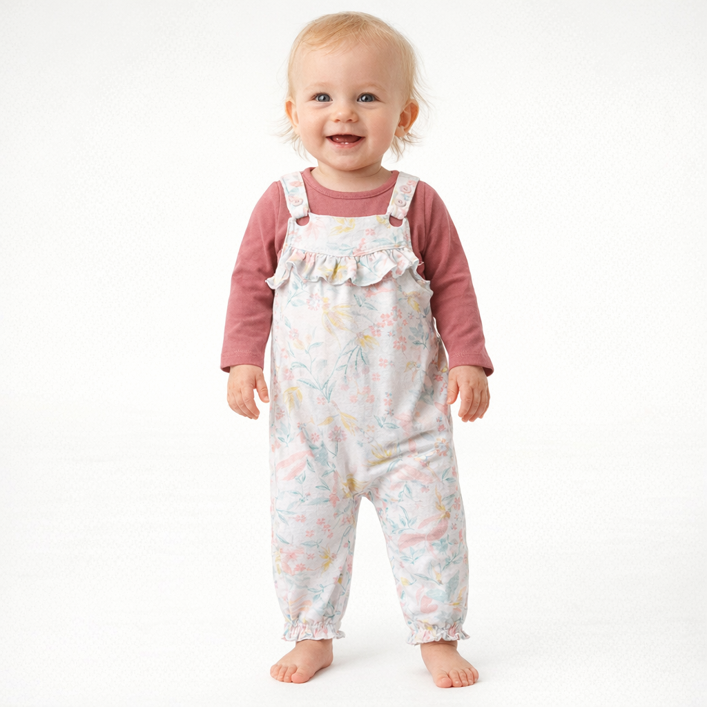 AI image for Floral Cotton Dungarees