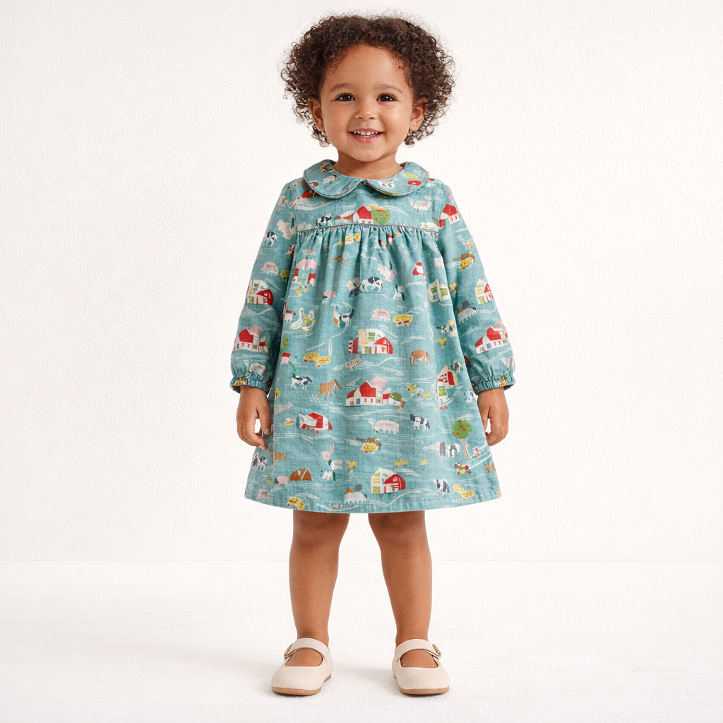 AI image for Farmyard Print Cord Collared Dress