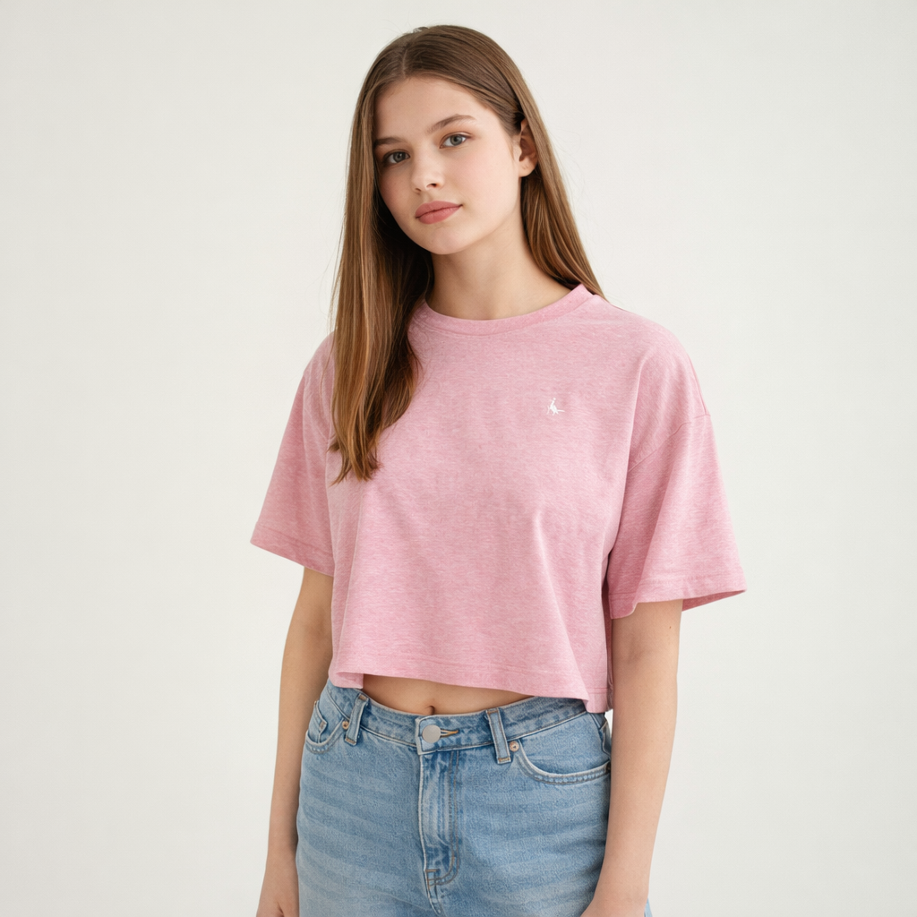 AI image for Pink Marl Oversized Cropped Tee