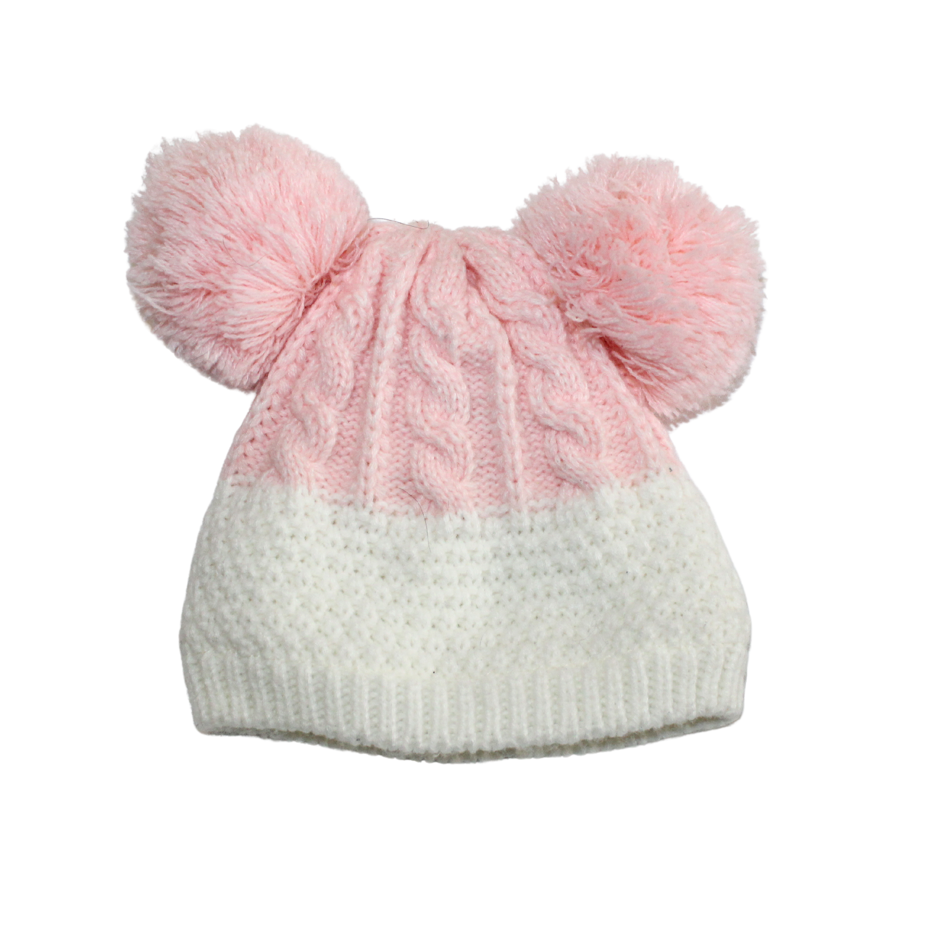 Fleece Lined Pink Double Pompom Hat