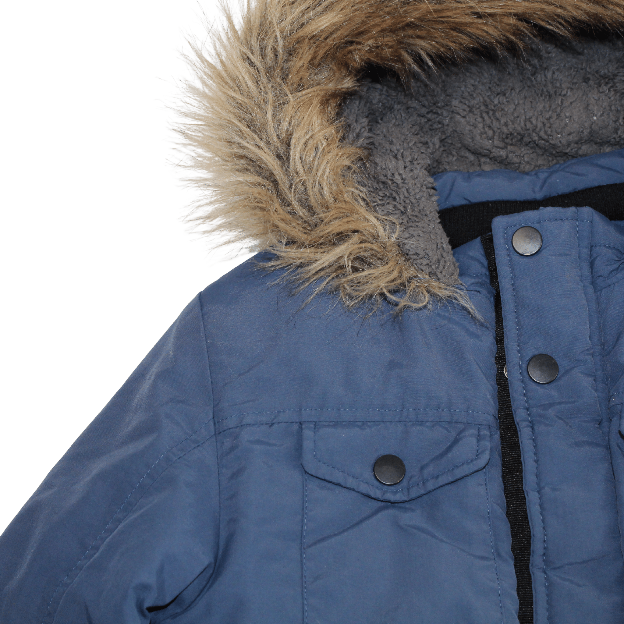 Blue Faux Fur Hood Coat - 2nd Lyfe C.I.C