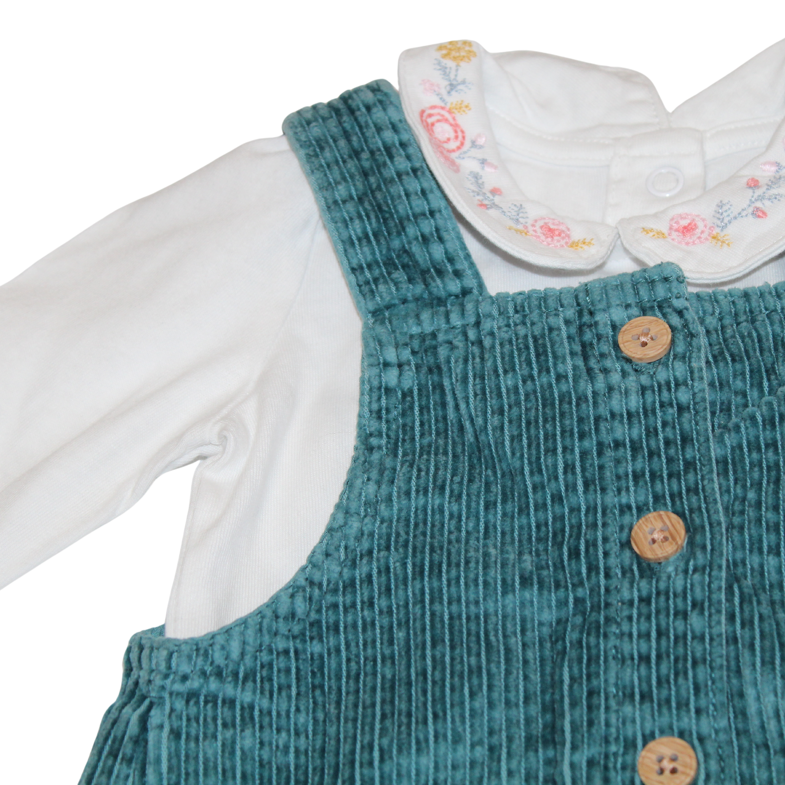 Teal Dungaree Dress Set