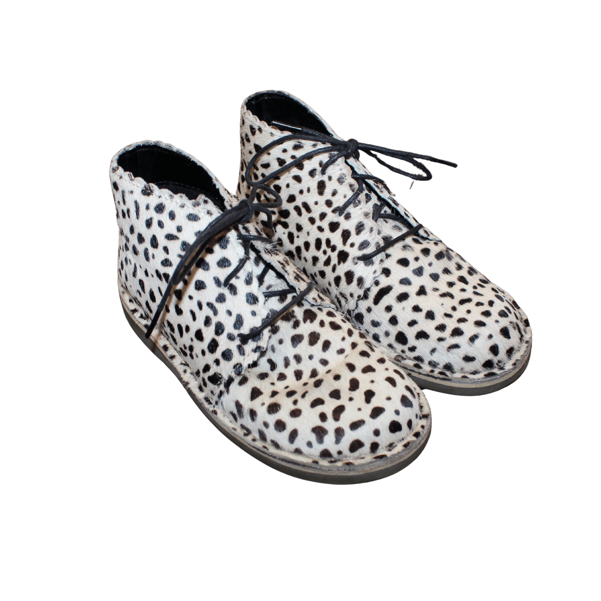 Cream Animal Print Lace - Up Desert Boots - 2nd Lyfe C.I.C